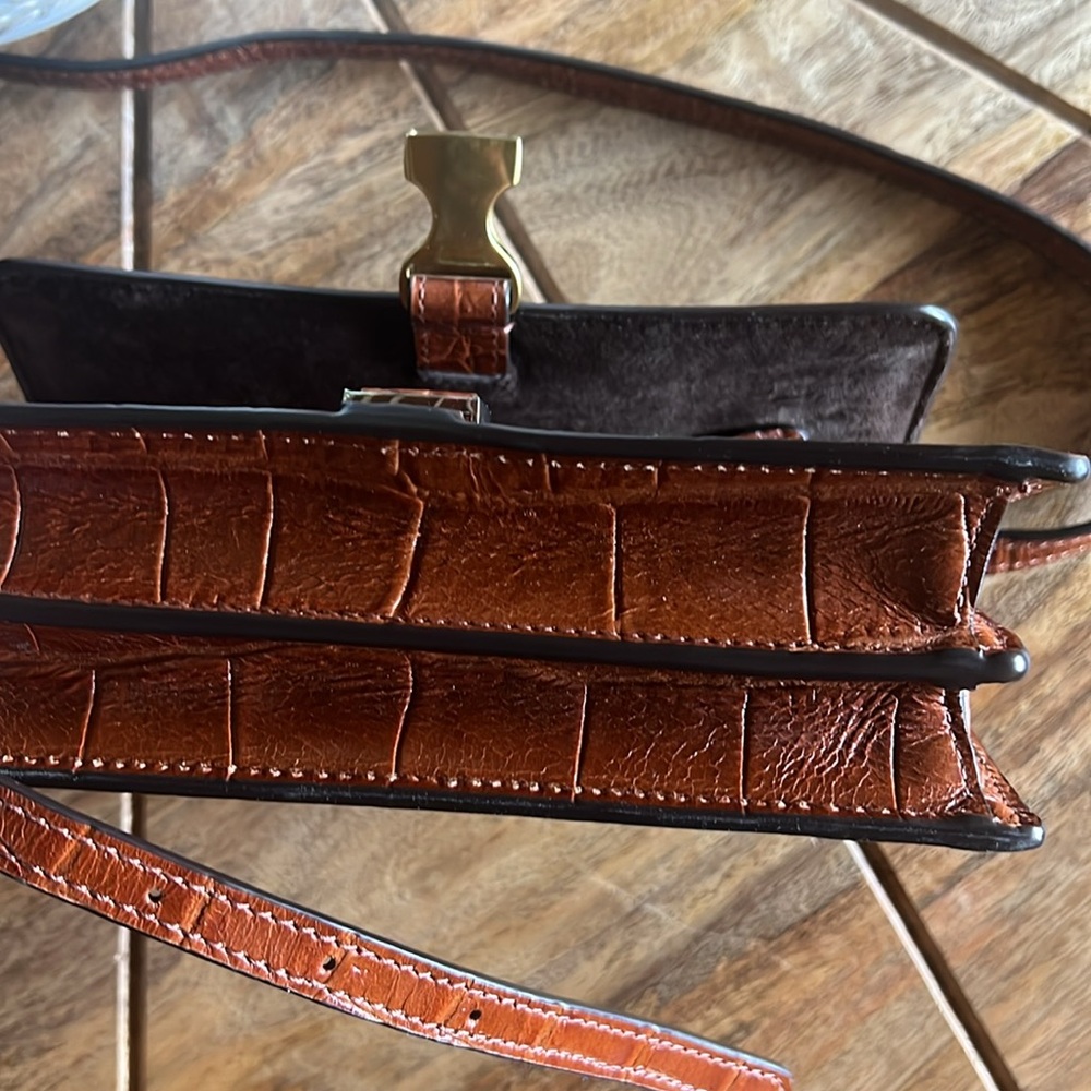 STAUD Croc-Embossed Leather Crossbody Bag - Brown - Picture 9 of 14